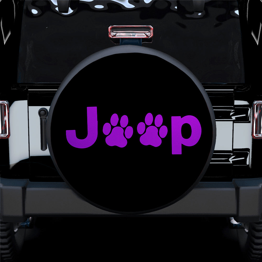 Purple Jeep Spare Tire Covers with Dog Paws for Campers