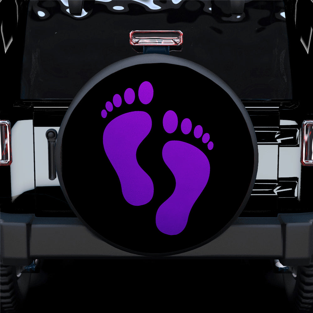 Purple Print Foot Jeep Car Spare Tire Cover Gift for Campers