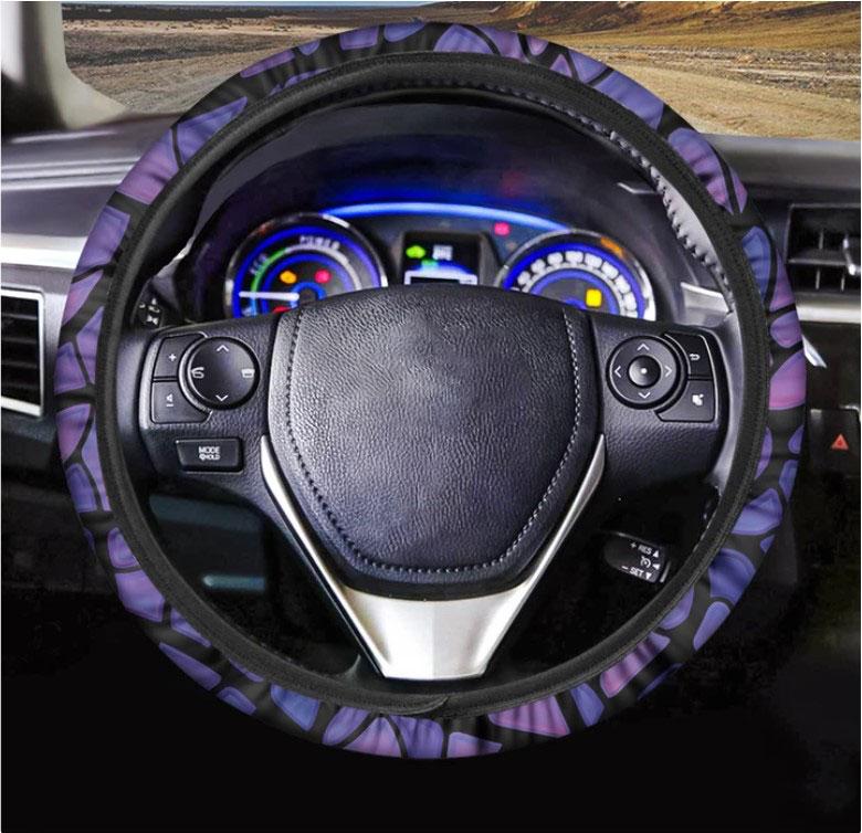 Purple Stained Glass Mosaic Car Steering Wheel Cover