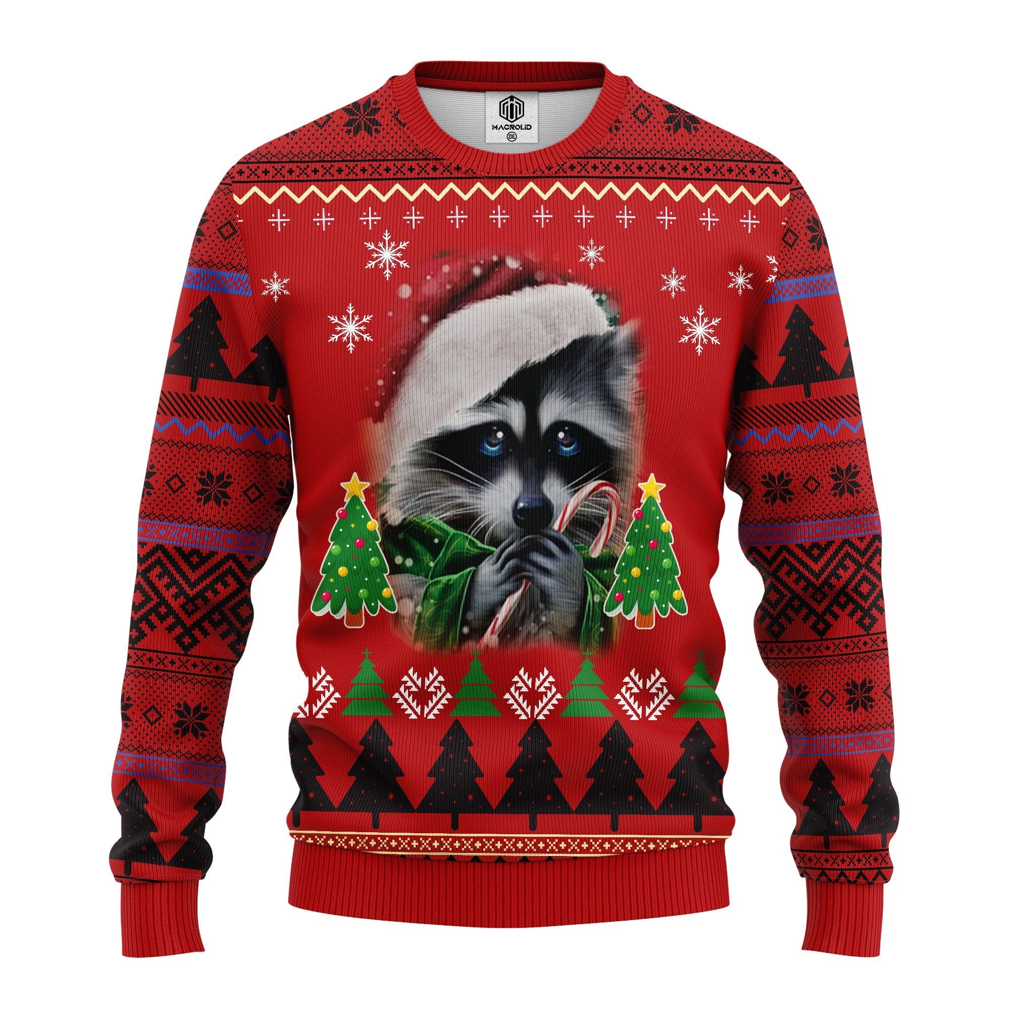 Raccoon Candy Ugly Christmas Sweater Fun Thanksgiving Gift Idea
