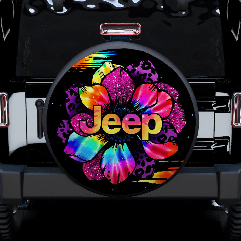 Rainbow Flower Spare Tire Covers for Jeep - Great Gift for Campers