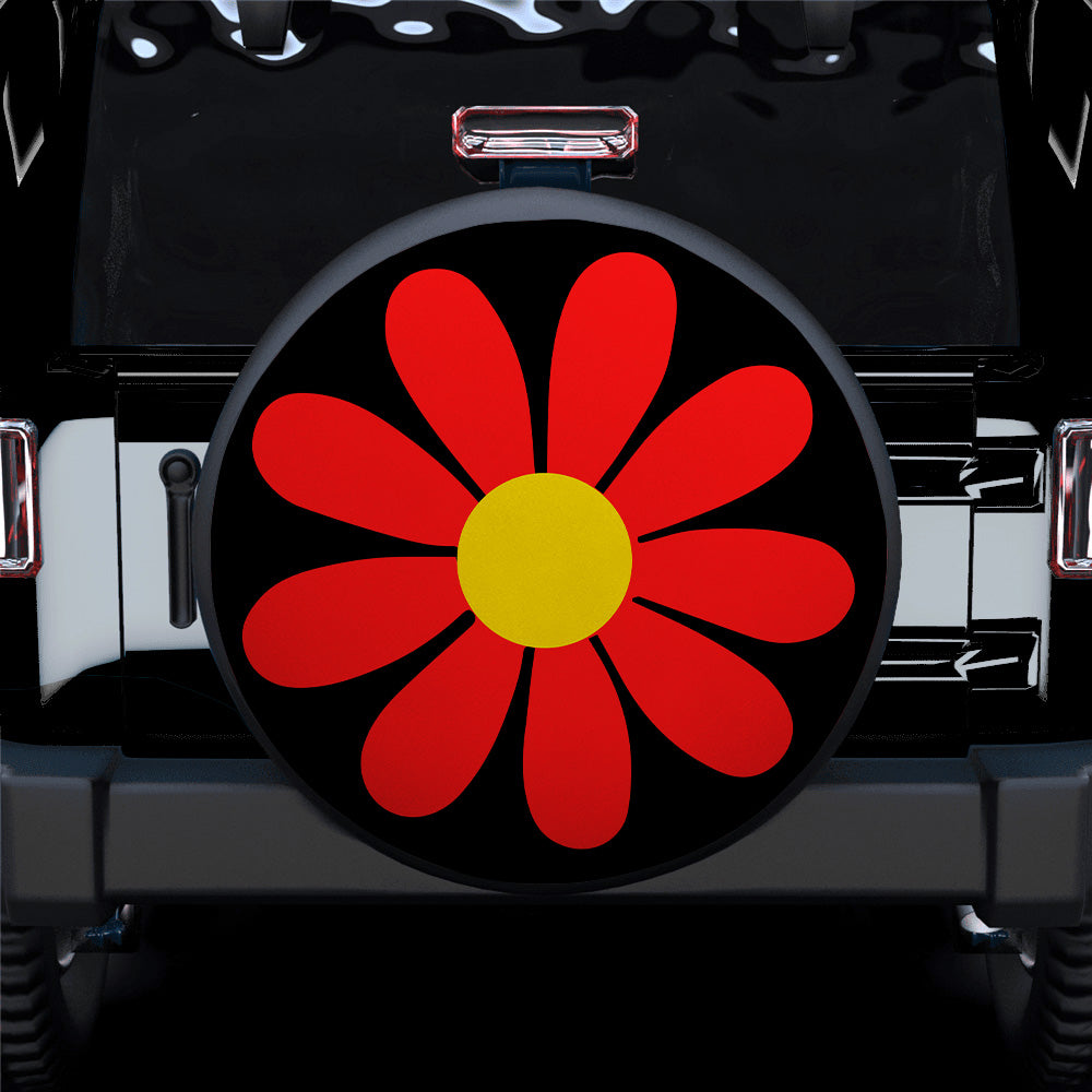 Red Daisy Flower Tire Covers for Jeep - Great Gift for Campers