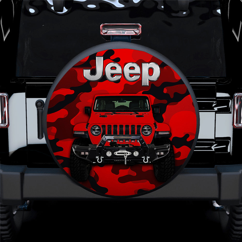 Red Jeep Camouflage Spare Tire Cover for Campers Gift
