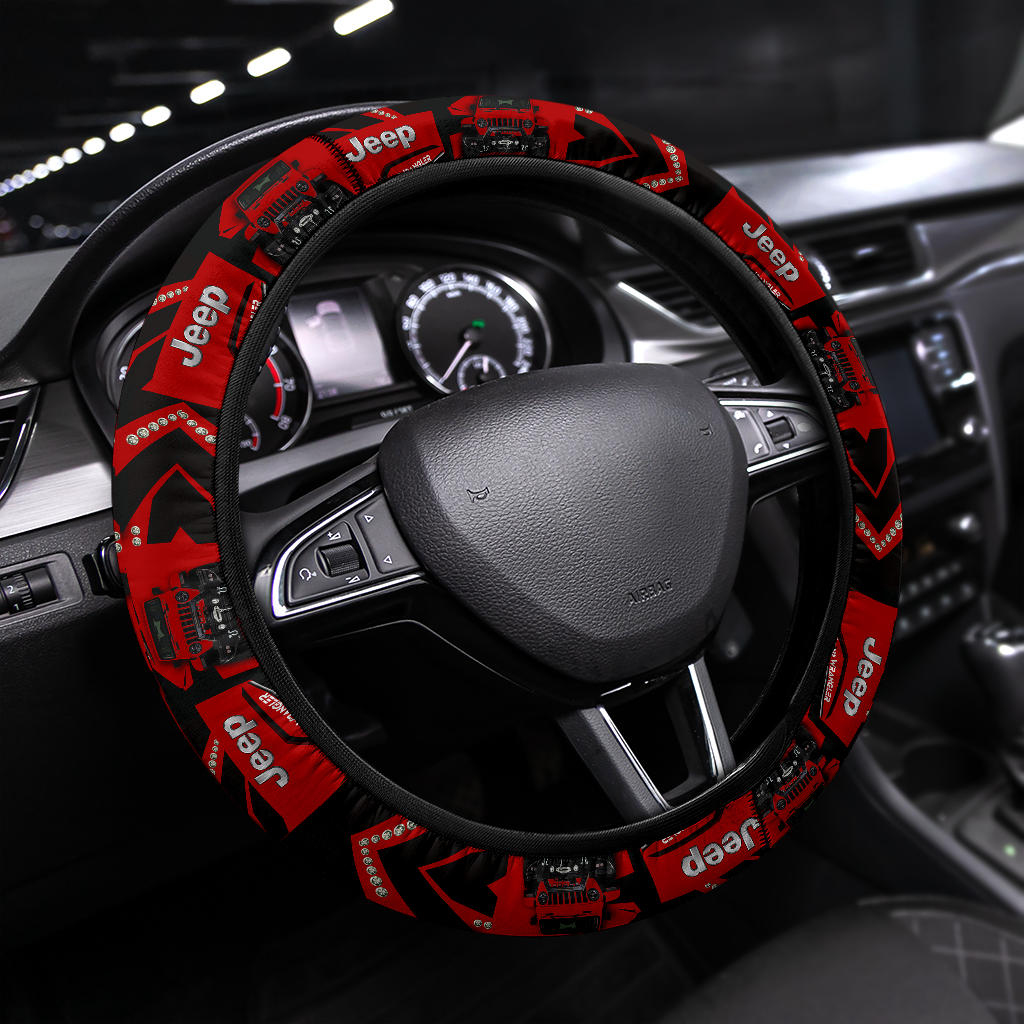 Red Jeep Steering Wheel Cover for Cars - Stylish Interior Accessory