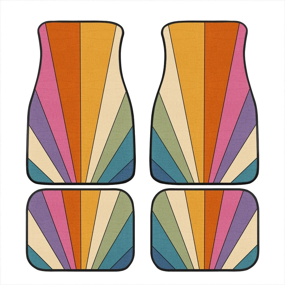 Hippie Retro Stripes Car Floor Mats - Stylish Car Accessories