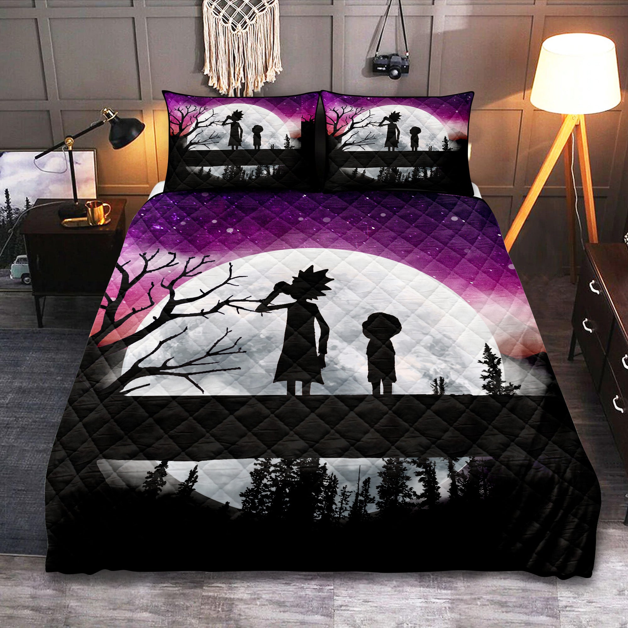 Rick and Morty Quilt Bed Set – Moon Night Theme for Fans