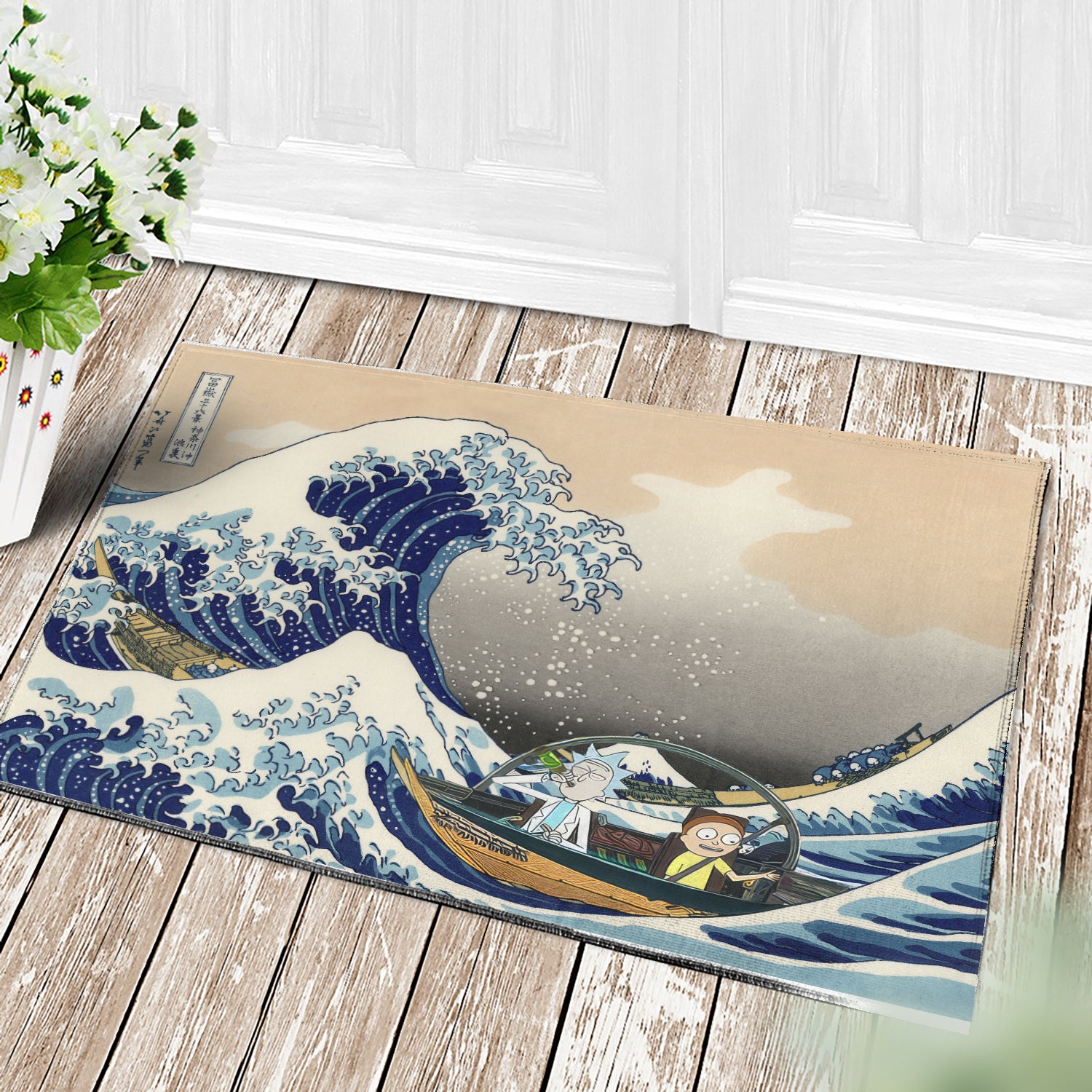 Rick And Morty Great Wave Japan Doormat for Home Decor