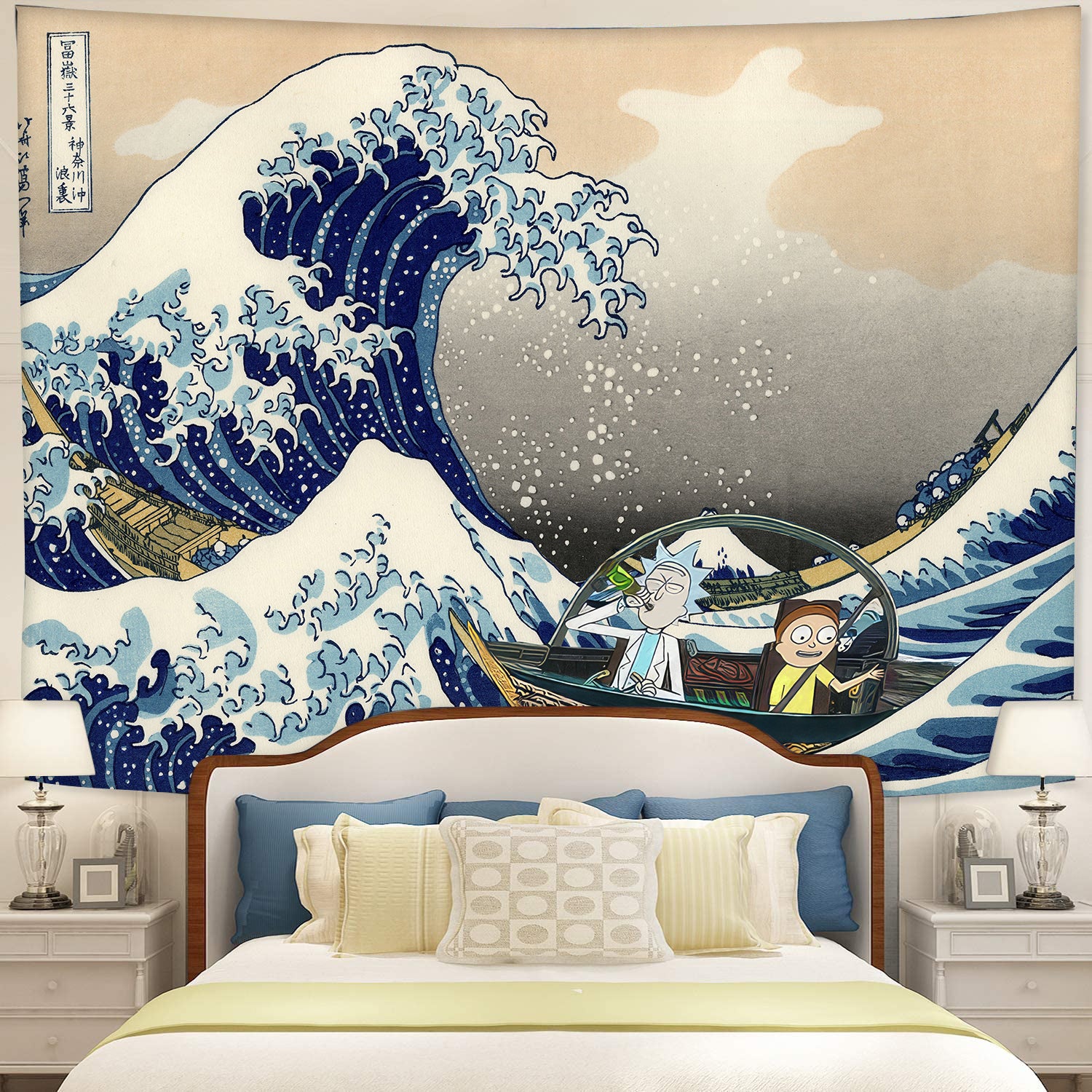 Rick And Morty Great Wave Tapestry for Unique Room Decor