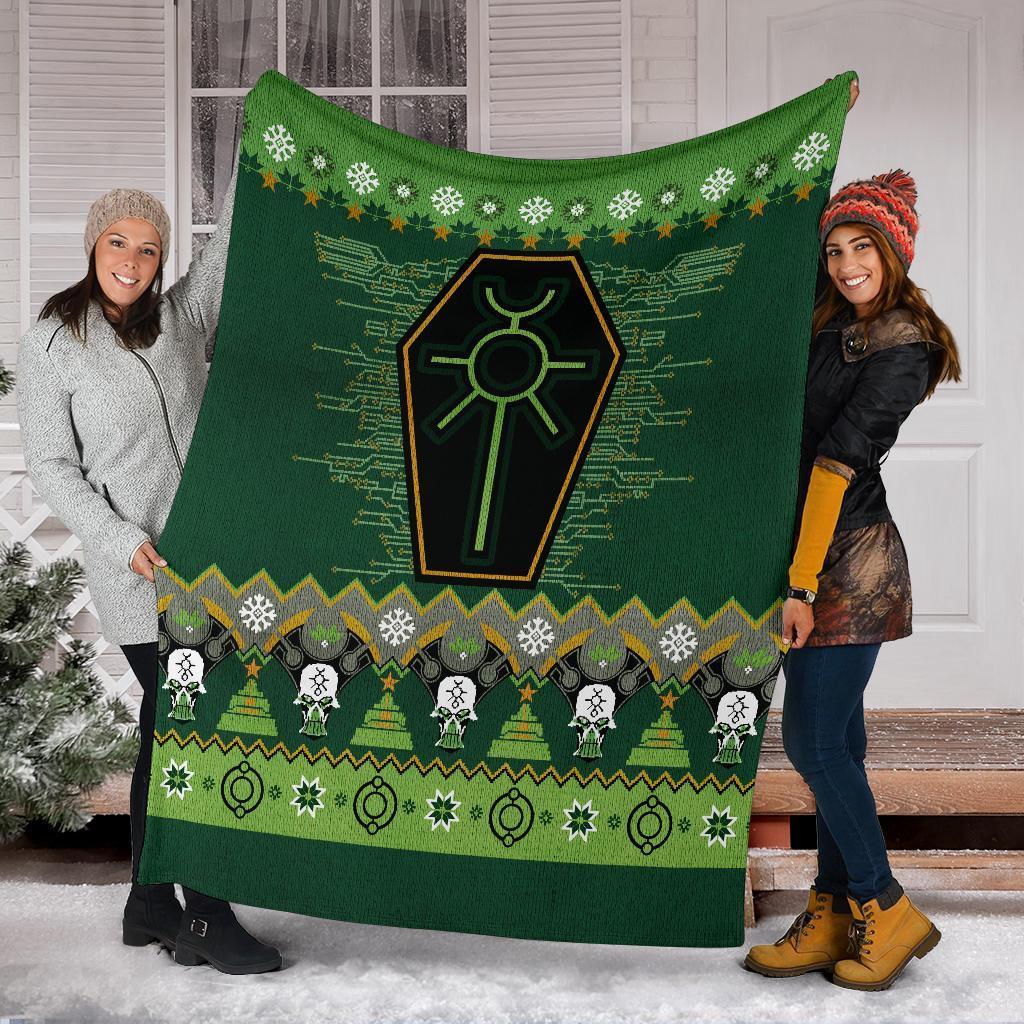 Custom Ugly Christmas Robot Sign Blanket for Home Decor