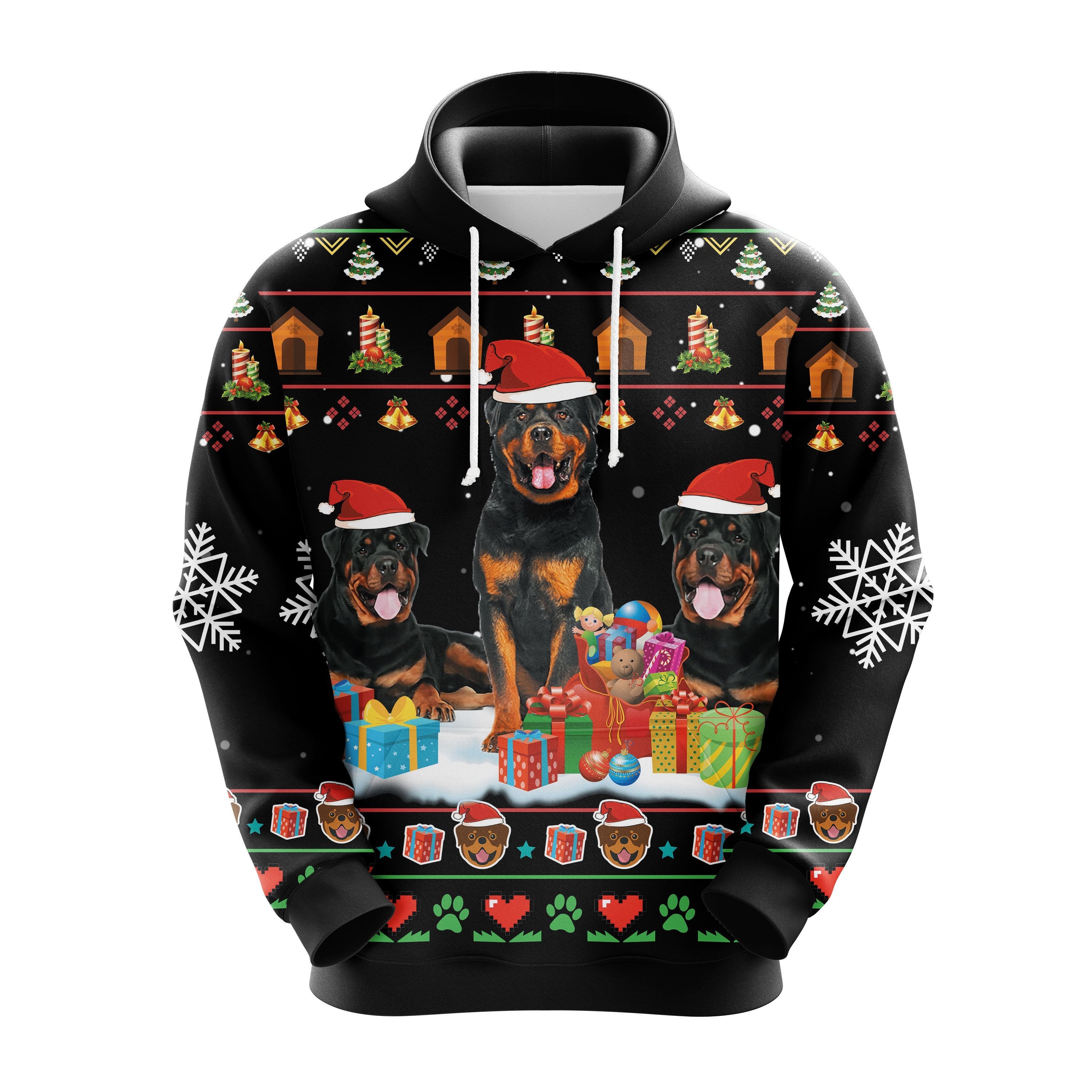 Cute Rottweiler Christmas Hoodie Gift for Thanksgiving and Noel