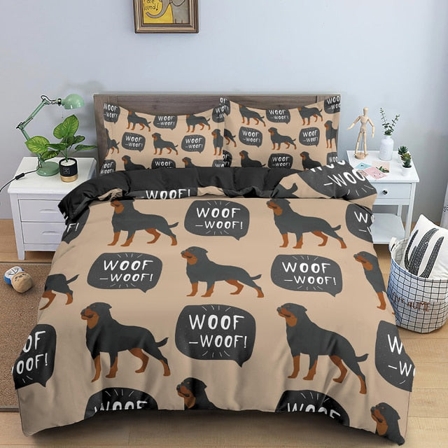 Rottweiler Duvet Cover Set with 2 Pillowcases - Bedding Set