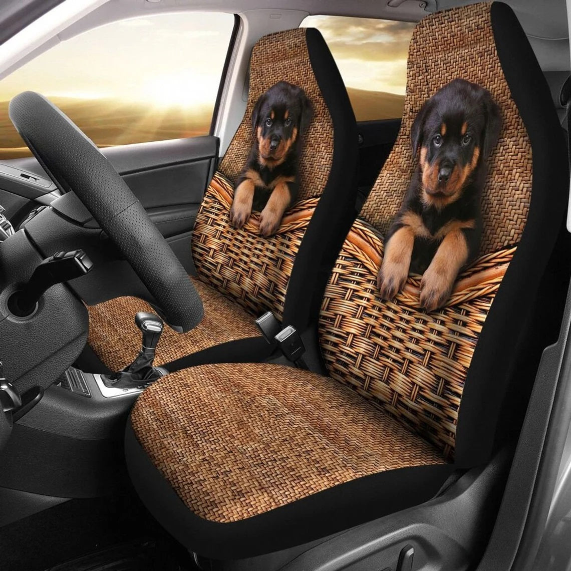 Cute Rottweiler Puppy Custom Car Seat Covers for Pets