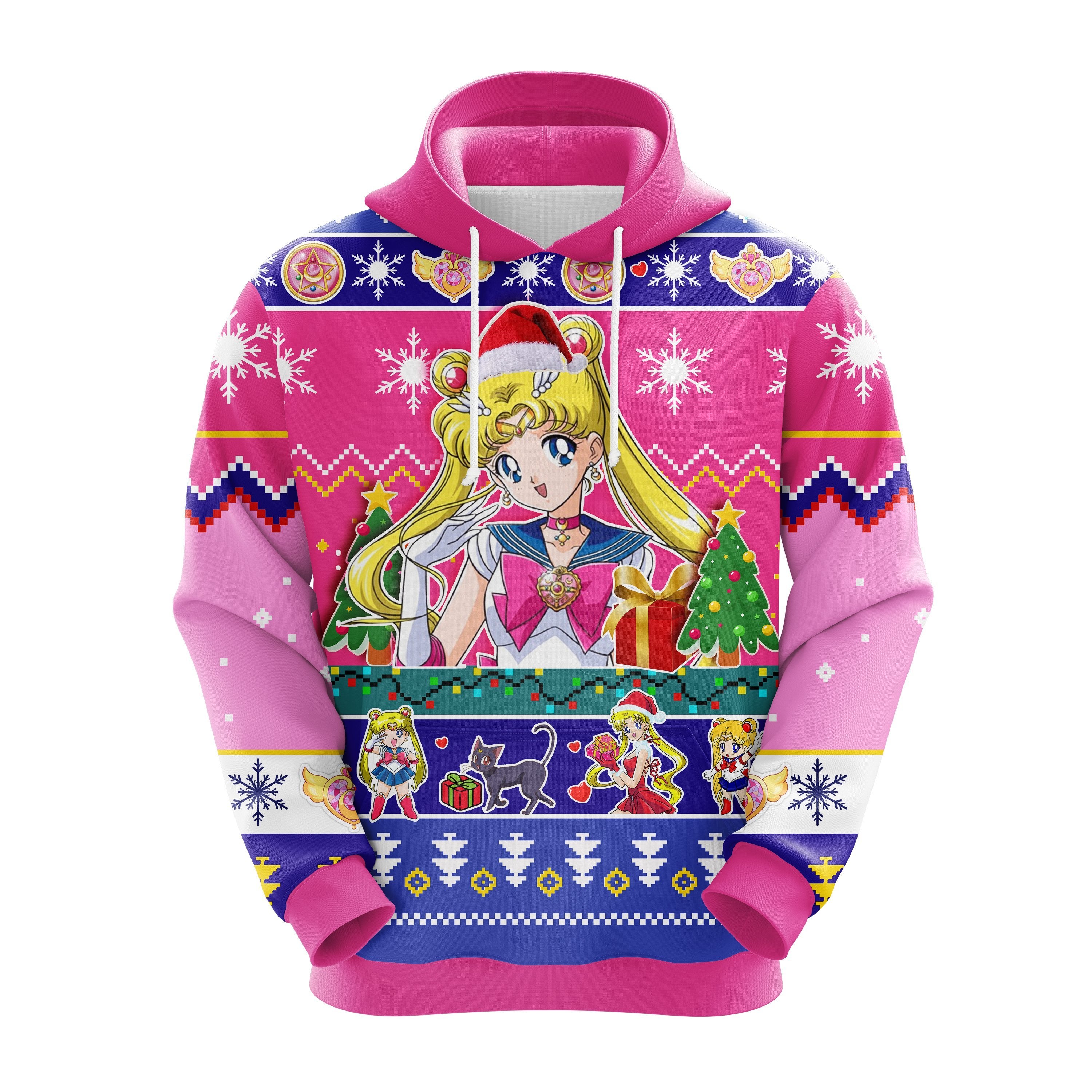 Sailor Moon Christmas Ugly Hoodie Cute Gift Idea for Thanksgiving