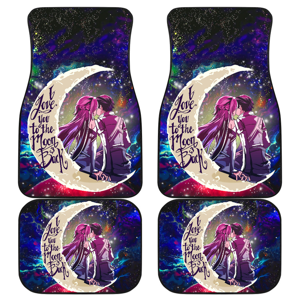 Asuna Kirito Love You To The Moon Galaxy Car Mats - SAO