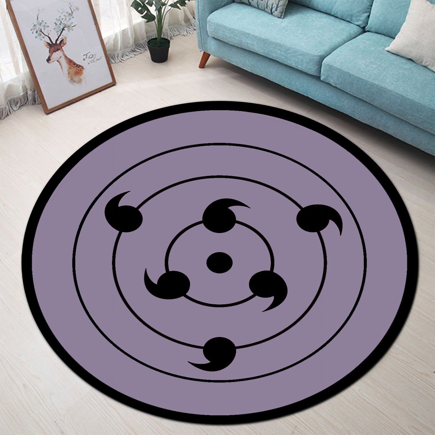 Sasuke Rinnegan Rug for Bedroom Living Room Home Décor Round Carpet