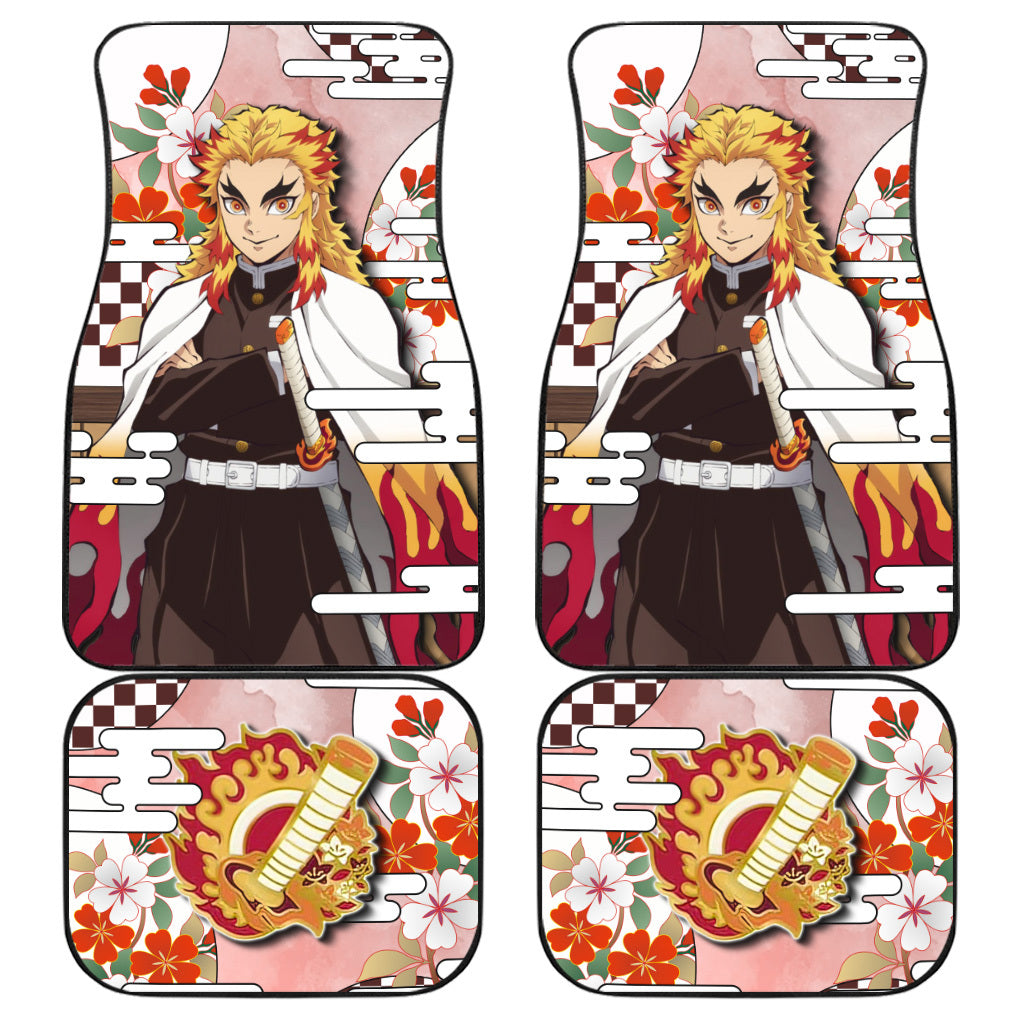Custom Demon Slayer Senjuro Rengoku Car Floor Mats - Anime Car Accessories