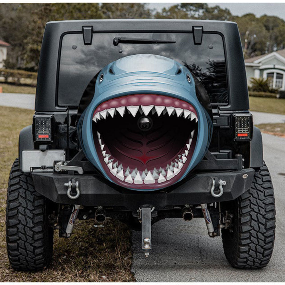 Shark Design Spare Tire Cover for Jeep Campers Gift