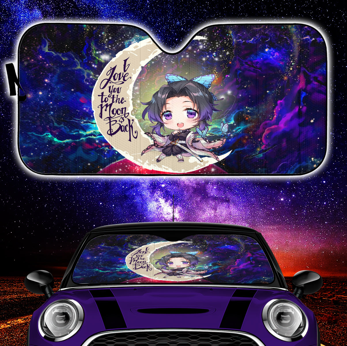 Shinobu Demon Slayer Love You To The Moon Galaxy Auto Sunshades