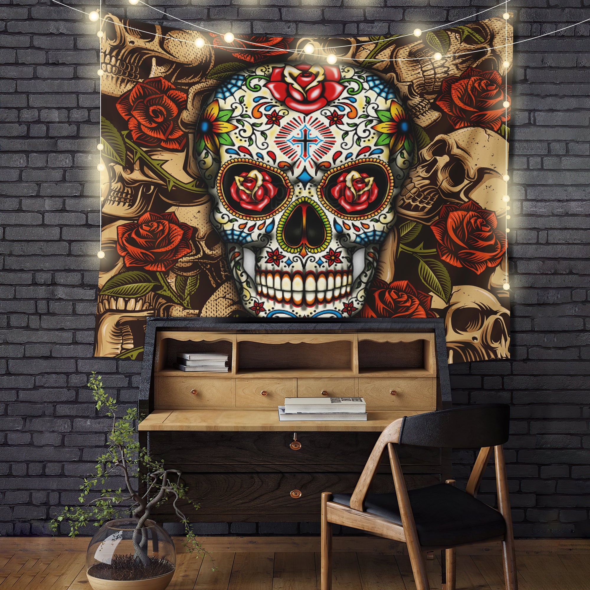 Vintage Skull Boho Tapestry for Unique Room Decor Skull