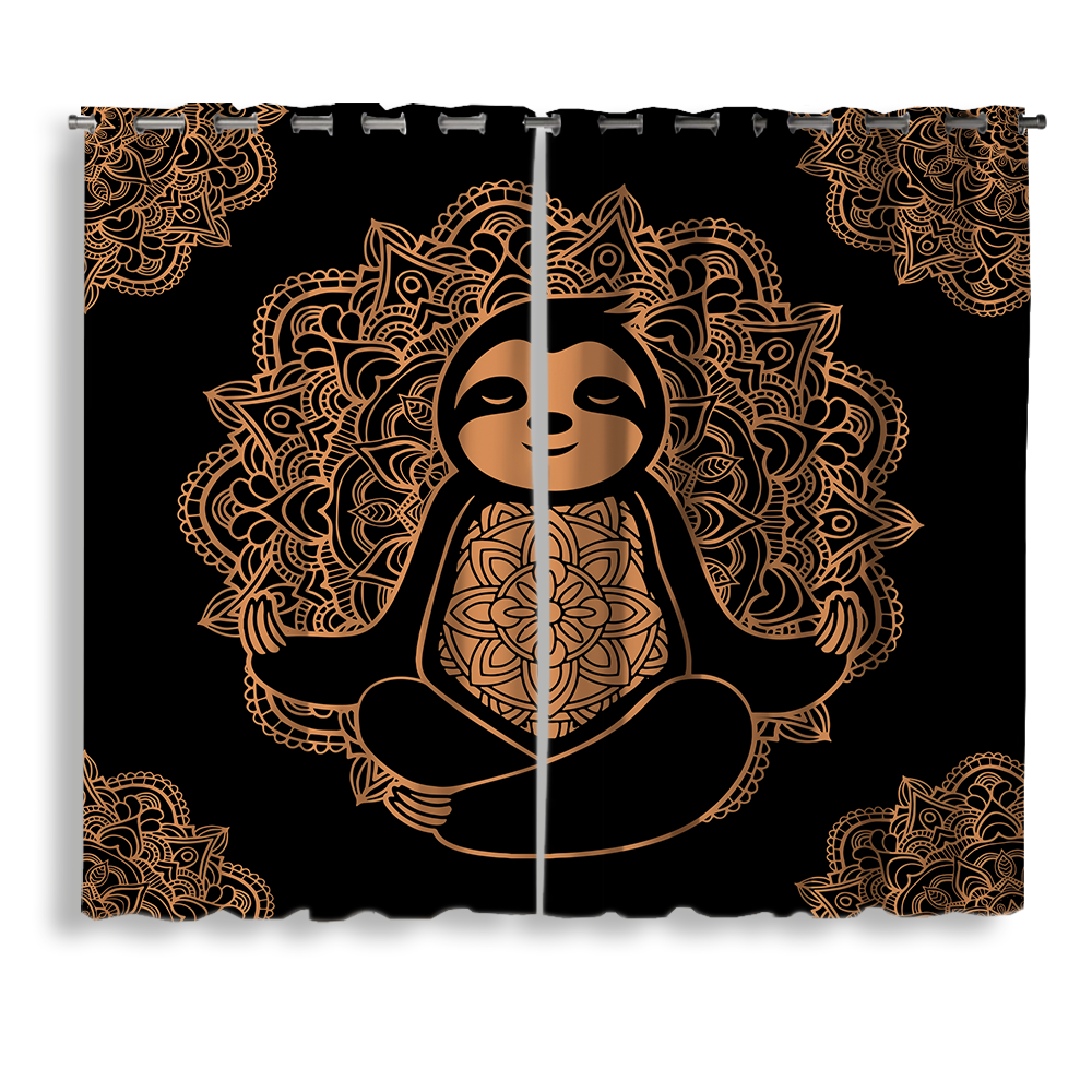 Sloth Yoga Mandala Design for Home Decor Window Curtain