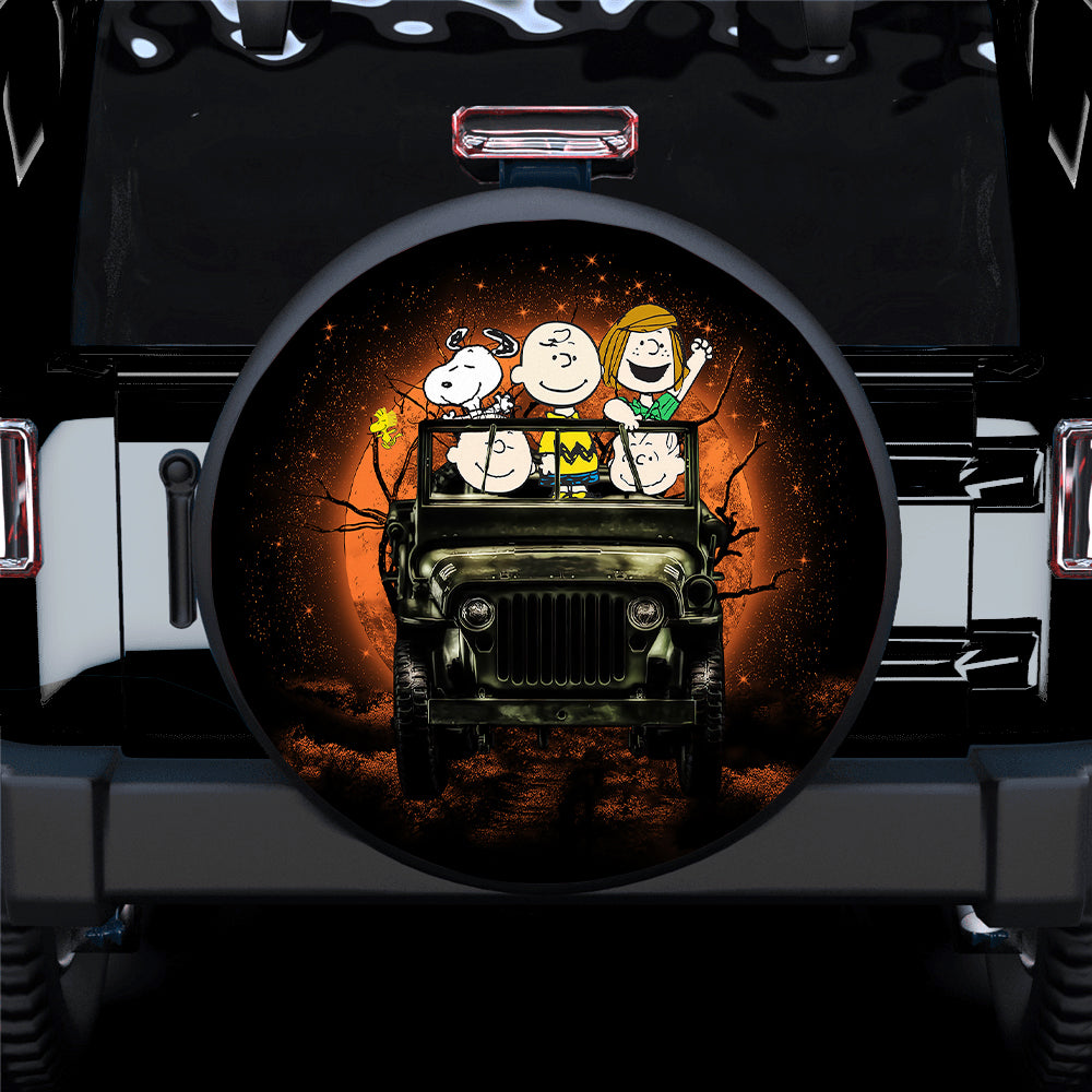Snoopy Jeep Halloween Funny Car Spare Tire Covers Gift for Campers