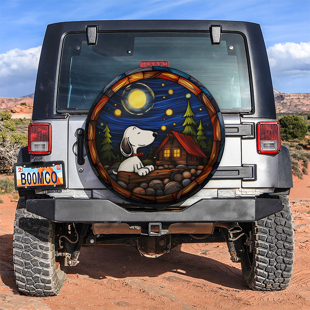 Snoopy Jeep Car Spare Tire Covers Gift for Campers Night Chill