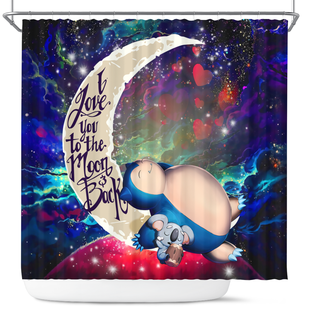 Snorlax Pokemon Galaxy Shower Curtain - Sleep Love You To The Moon