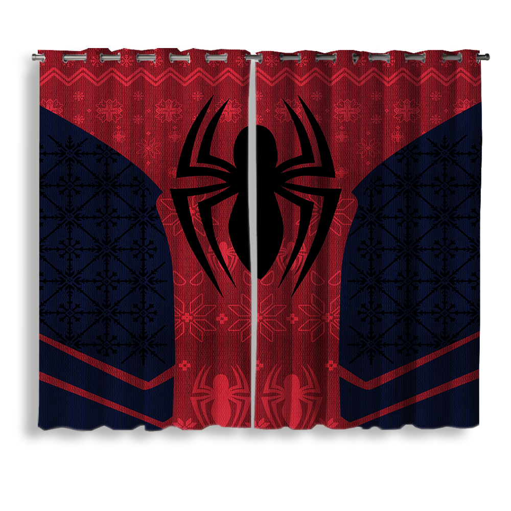 Spider-Themed Christmas Window Curtain for Festive Home Decor
