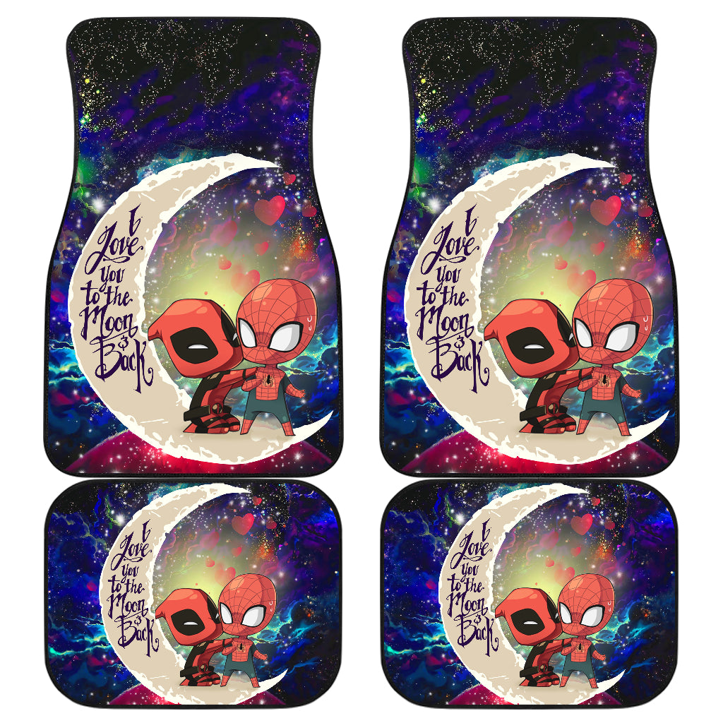 Spiderman Deadpool Galaxy Love Car Mats for Couples to the Moon