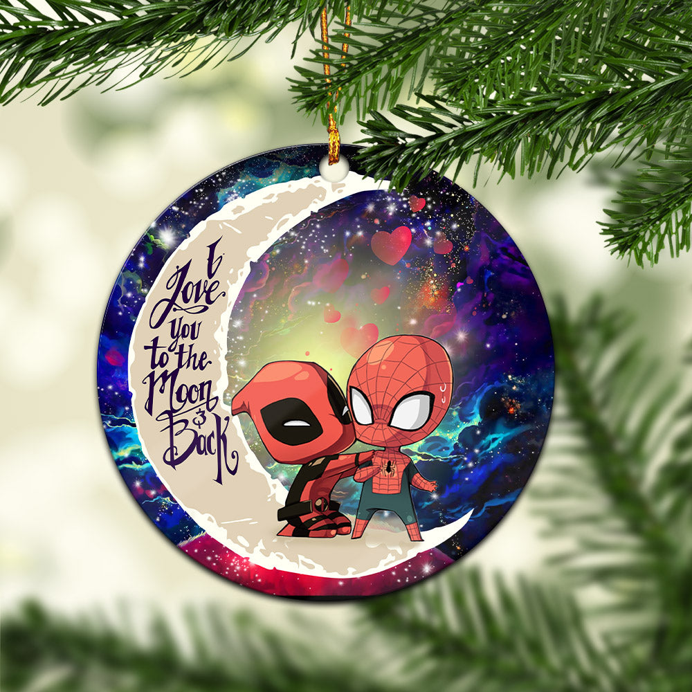 Spiderman Deadpool Love You To The Moon Galaxy Ornament Gift