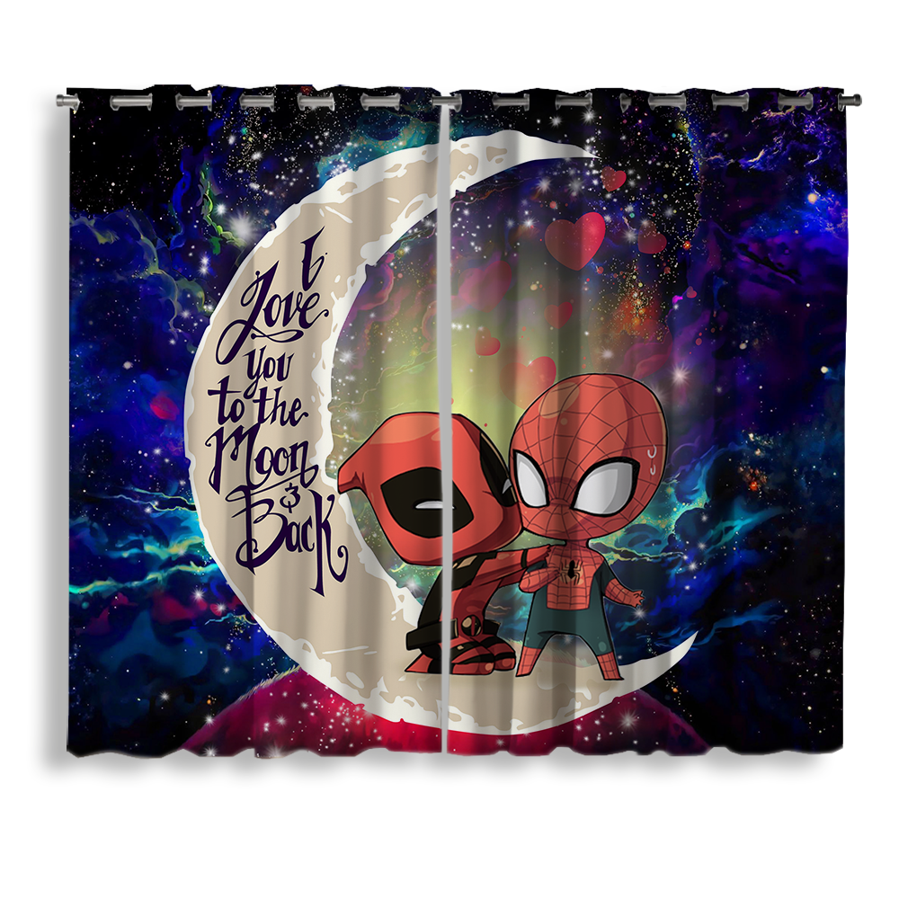 Spiderman Deadpool Galaxy Love You To The Moon Window Curtain