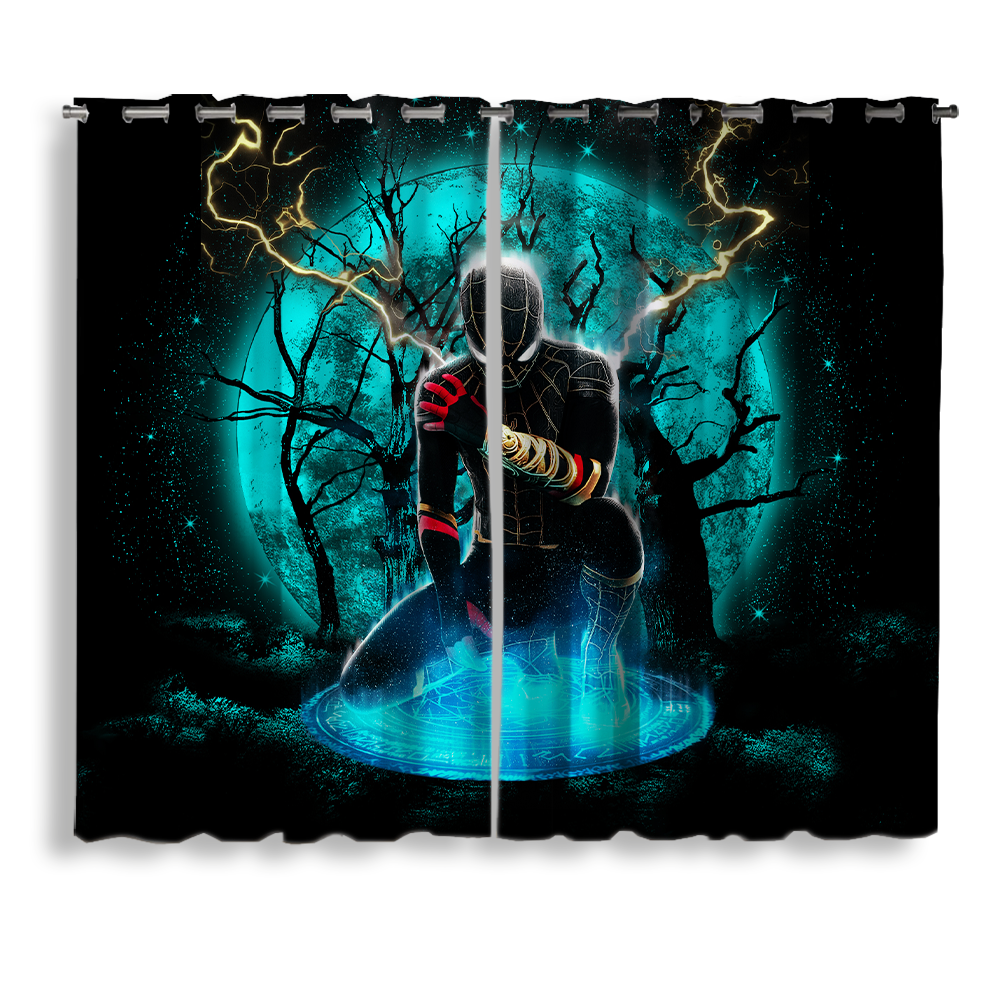 Spiderman Black Suit No Way Home Moonlight Curtain for Windows
