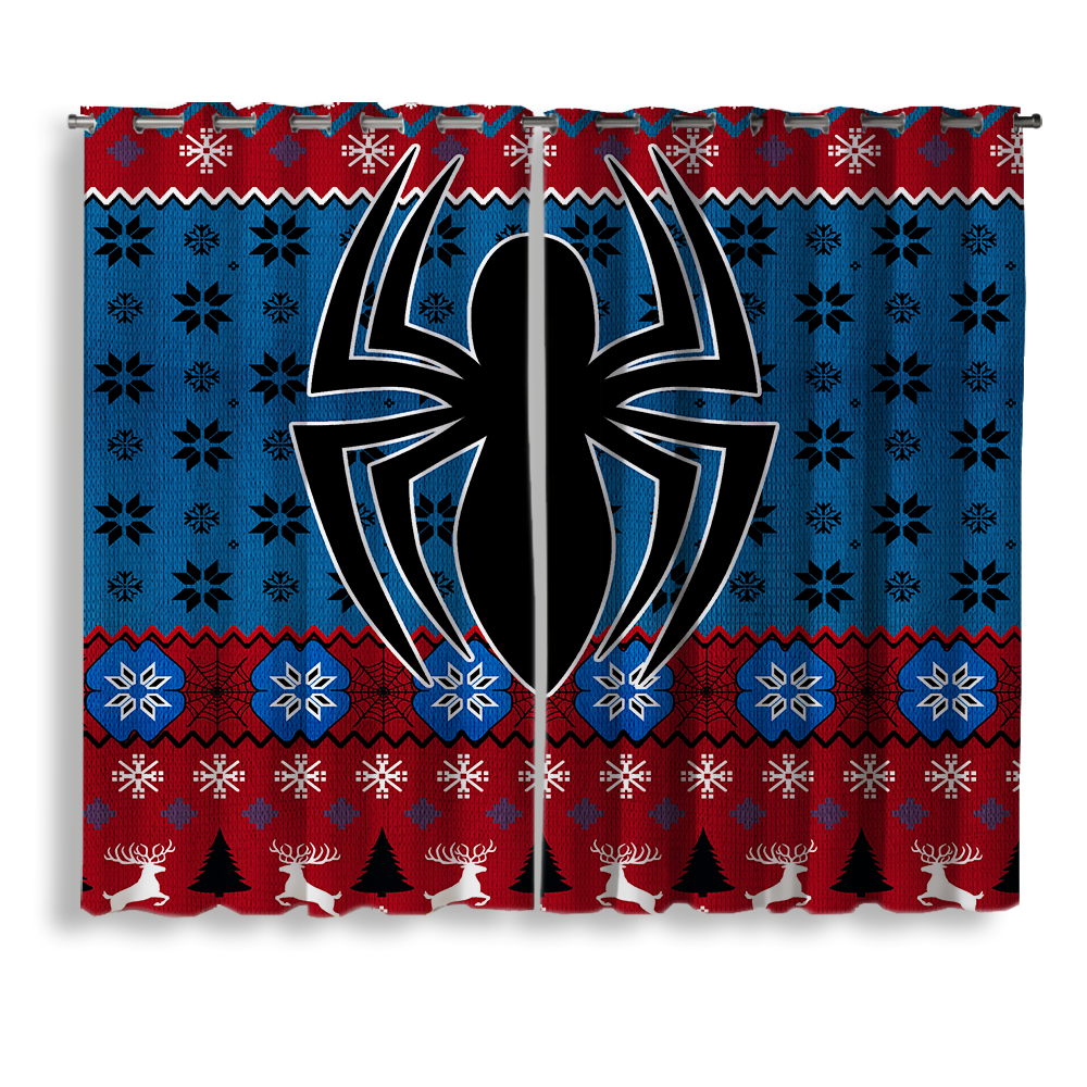 Spiderman Christmas Blue Curtain for Kids Room Window Decor