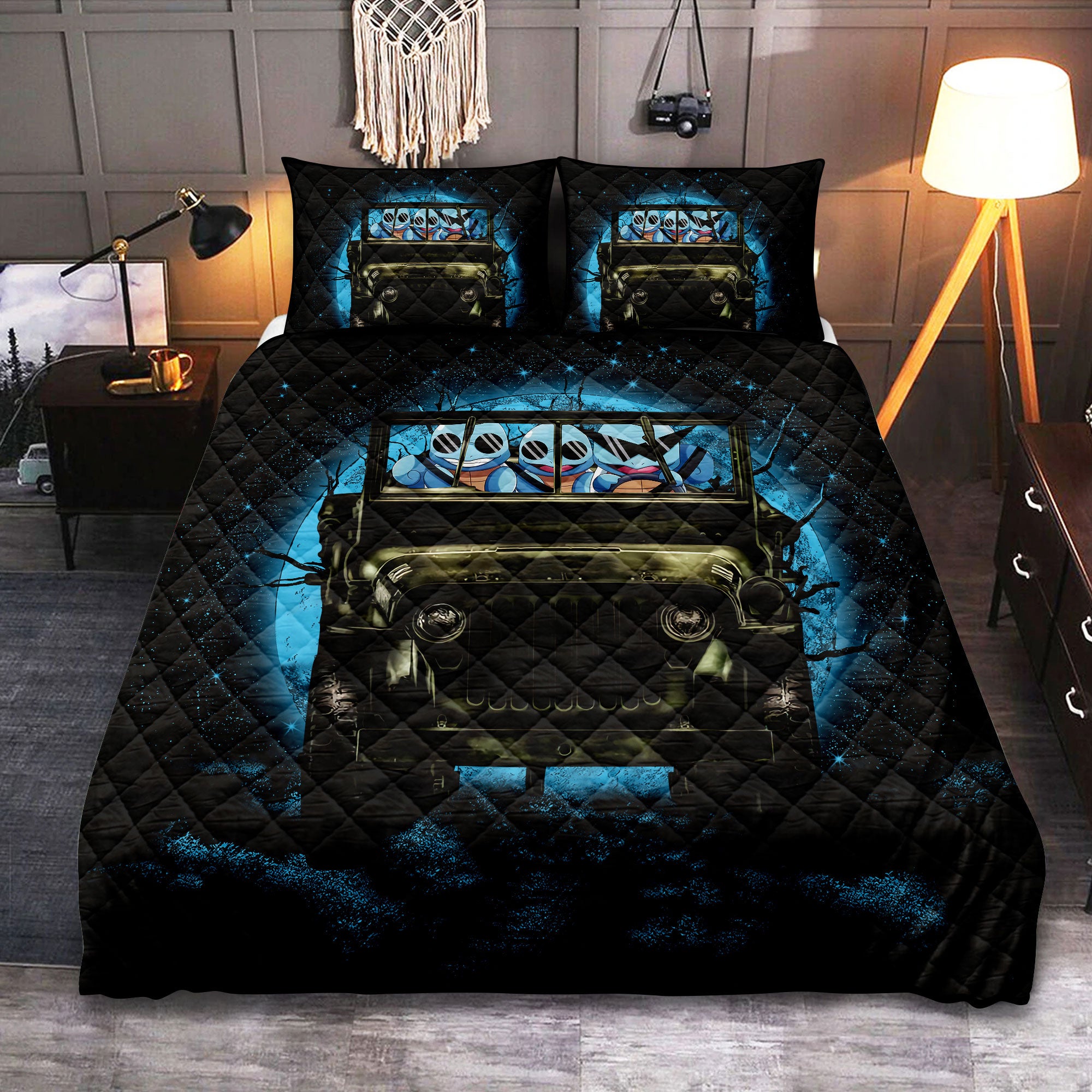 Gangster Squirtle Halloween Quilt Bed Set - Moonlight Design