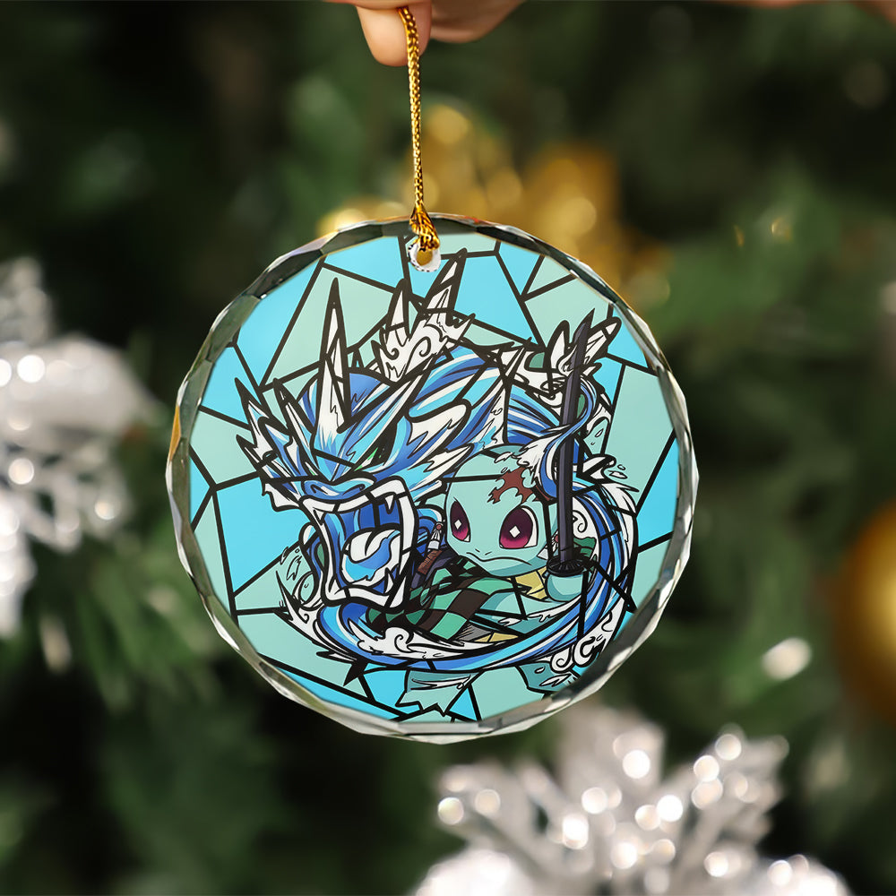 Squirtle Giyu Pokemon Stained Glass Christmas Ornament Gift