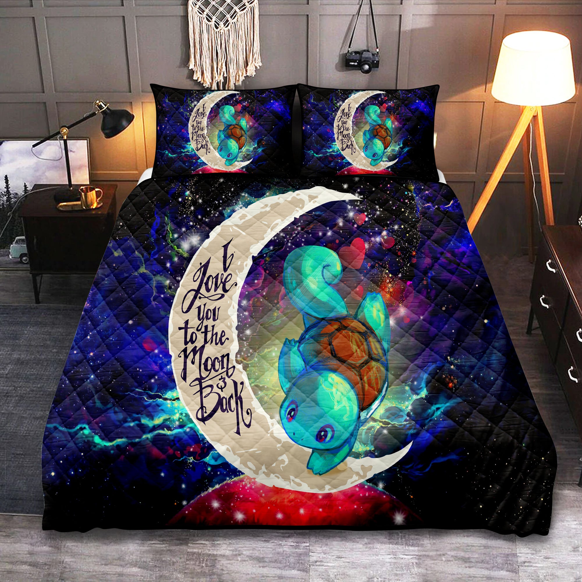 Squirtle Pokemon Galaxy Quilt Bed Sets - Love You To The Moon