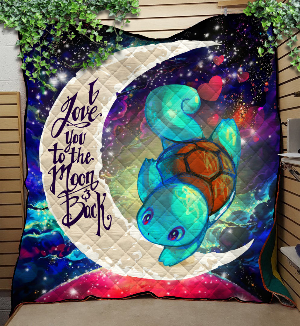 Squirtle Pokemon Galaxy Quilt Blanket - Love You To The Moon Design