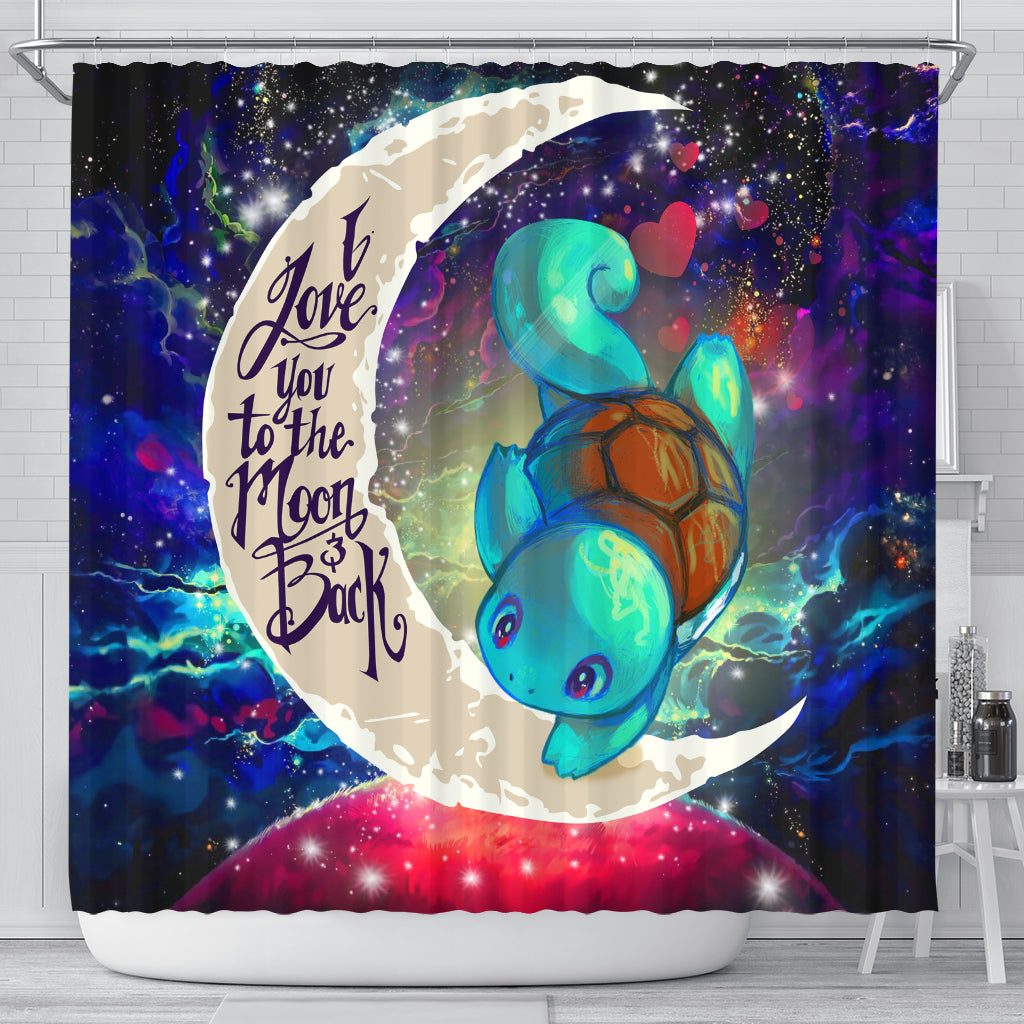 Squirtle Pokemon Galaxy Shower Curtain Love You To The Moon Design