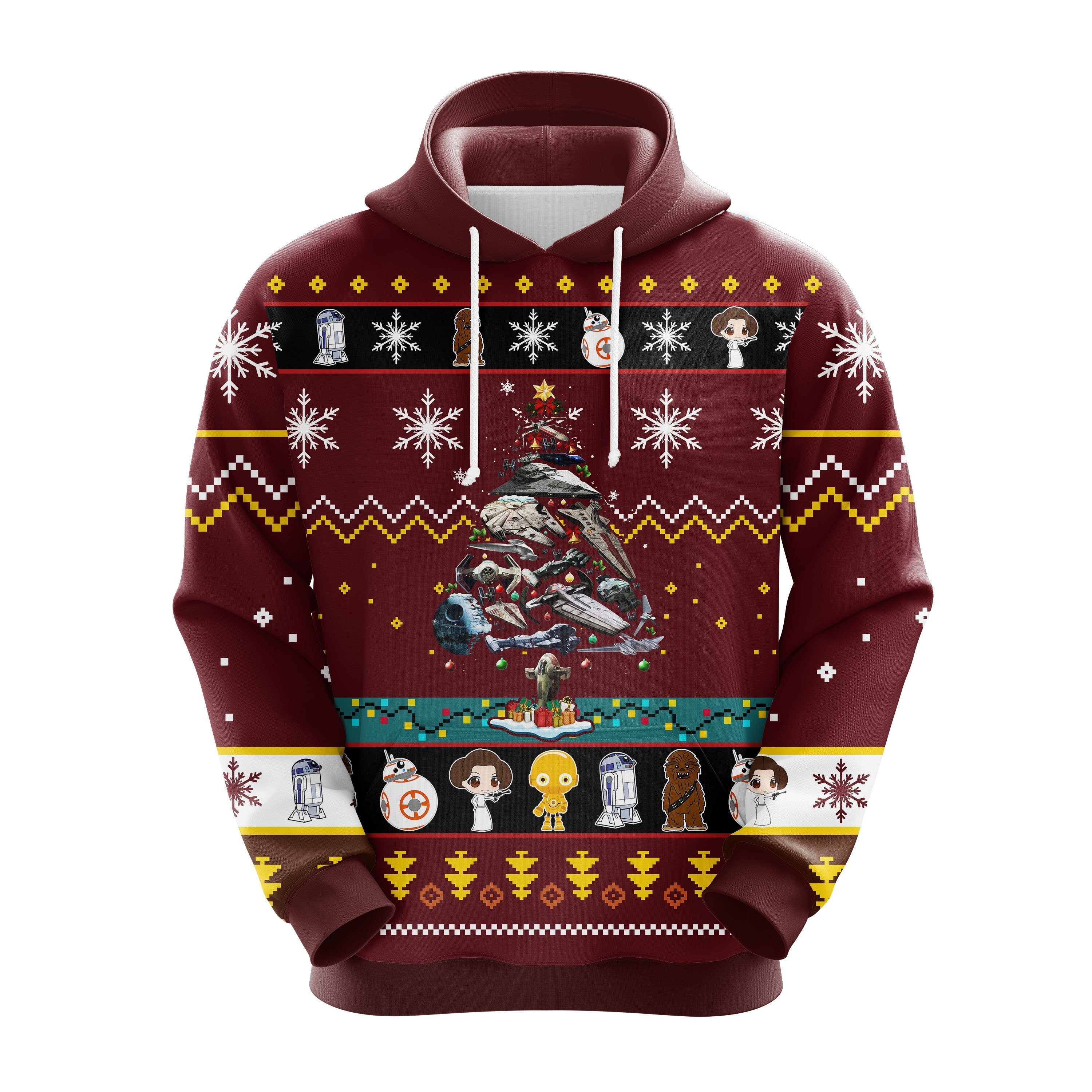 Star Wars Christmas Ugly Hoodie Red - Cute Holiday Gift Idea