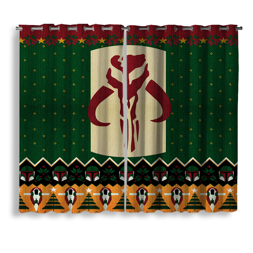 Mandalorian Star Wars Christmas Window Curtain for Holiday Decor