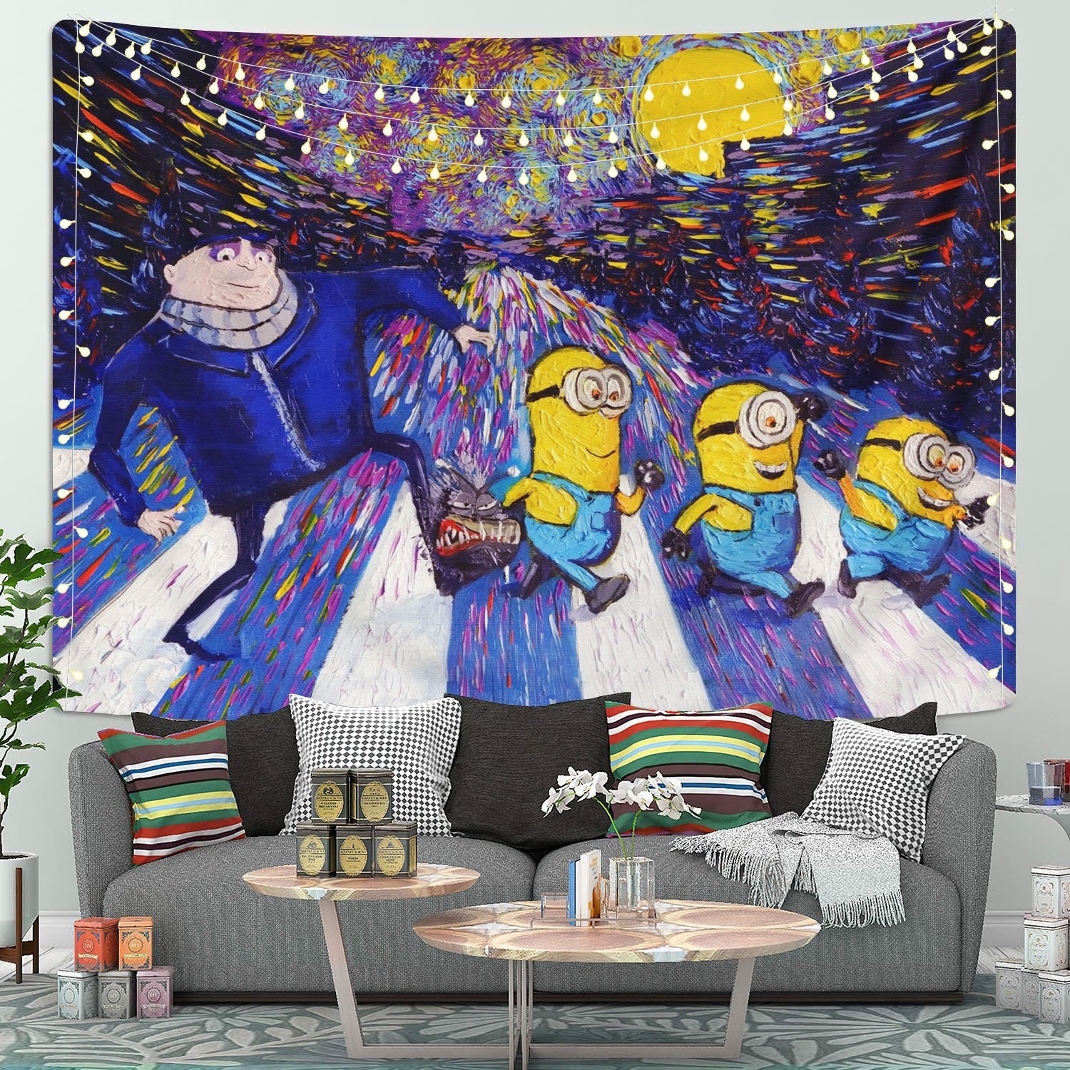 Despicable Me Minions Starry Night Tapestry Room Decor