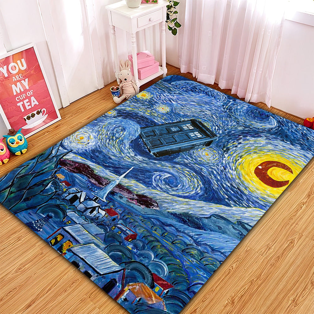 Starry Night Doctor Who Rectangle Rug for Home Room Decor 7320