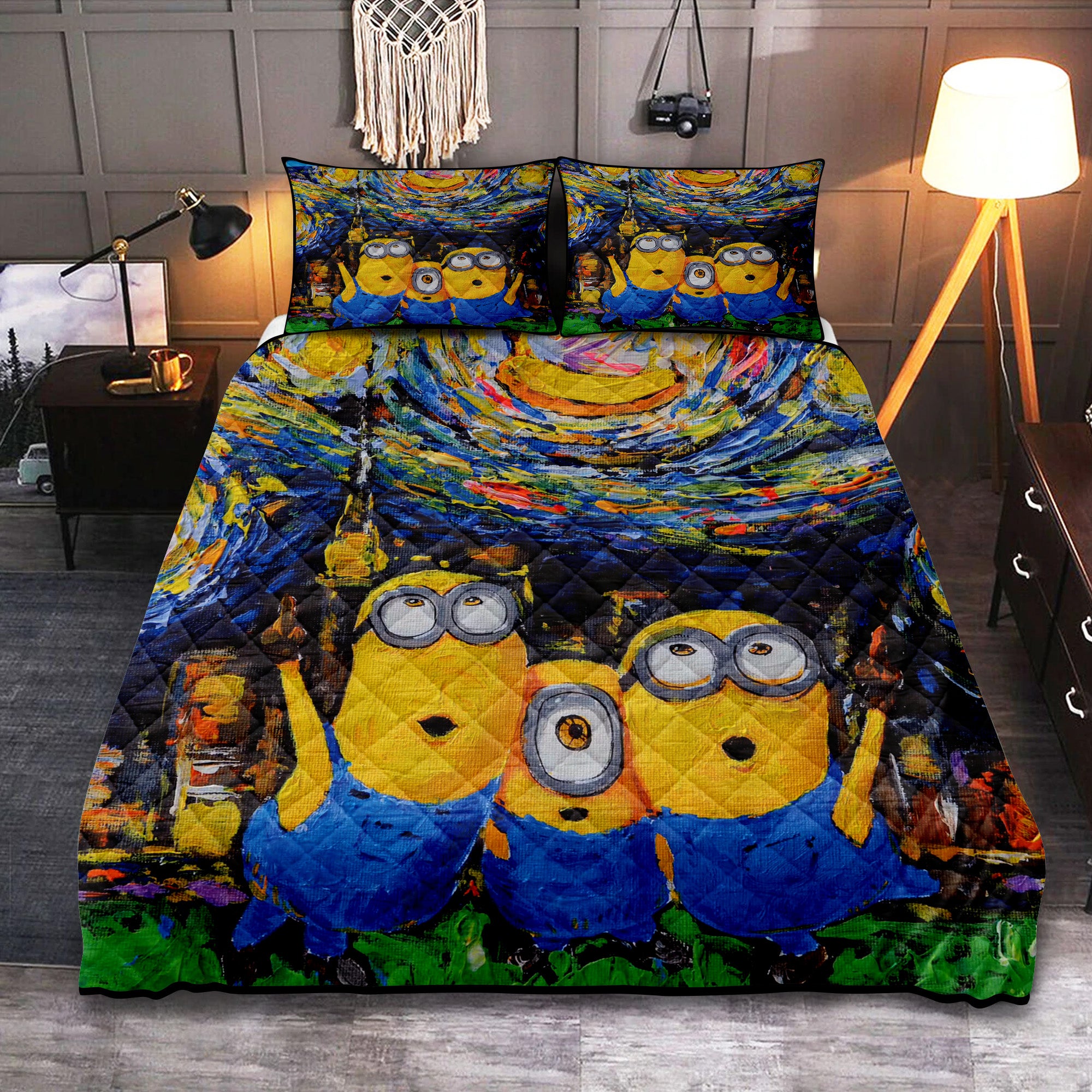 Minion Starry Night Bed Set Quilt for Kids Starry Night