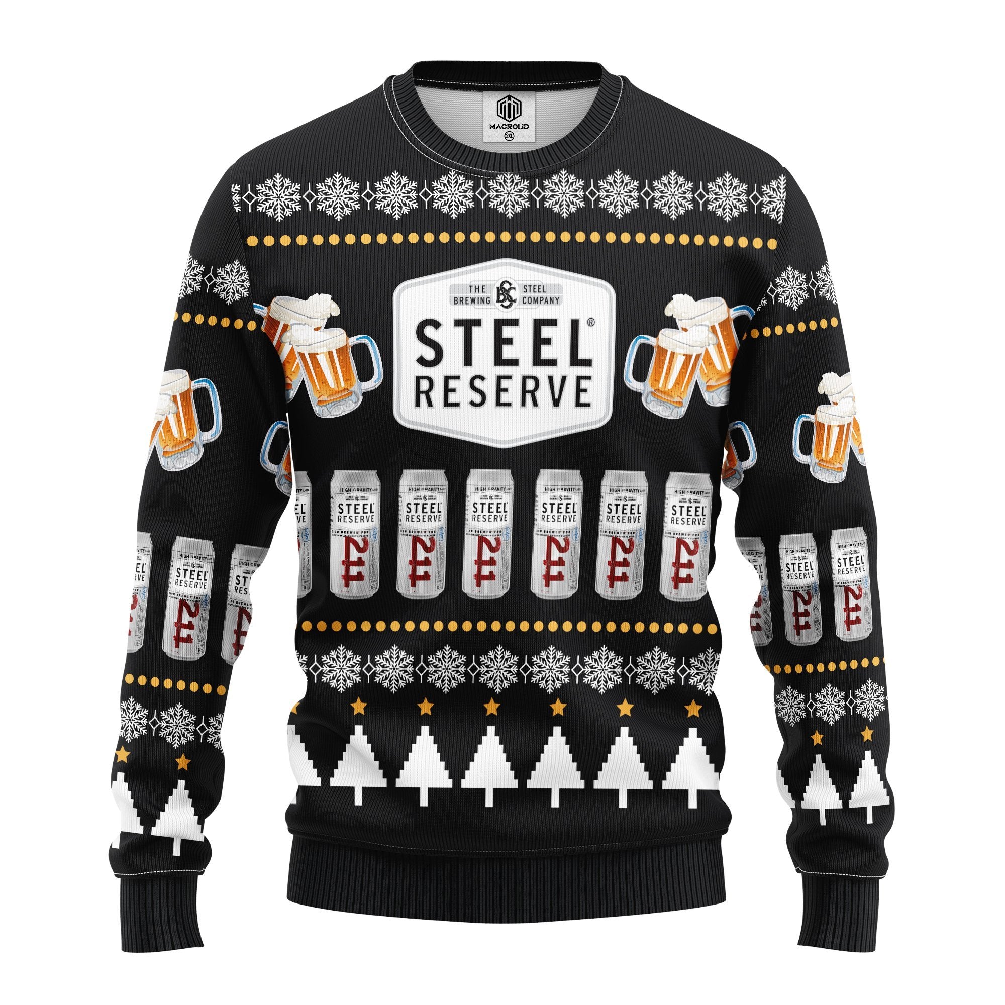 Steel Beer Ugly Christmas Sweater Gift for Thanksgiving Holidays
