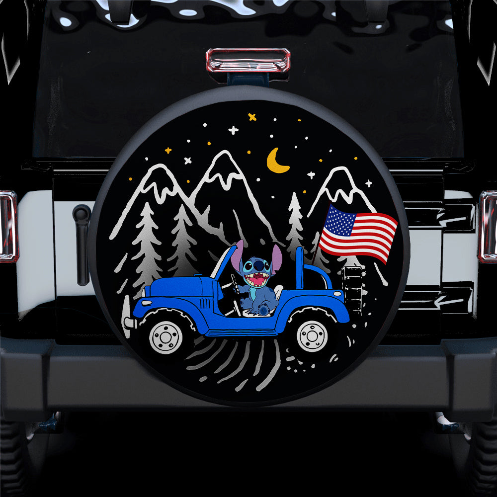 American Flag Jeep Spare Tire Covers - Starry Night Design for Campers
