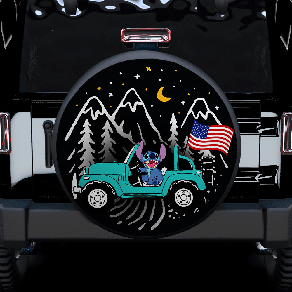 American Flag Jeep Tire Cover for Campers - Starry Night Design