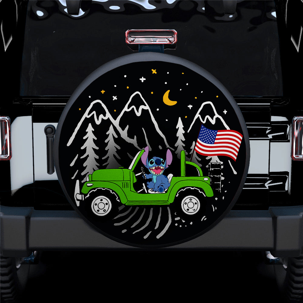 American Flag Jeep Spare Tire Cover - Starry Night Green Gift for