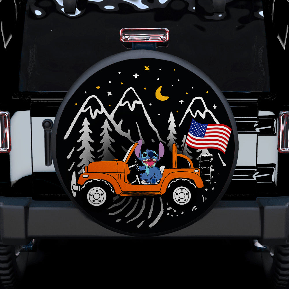 American Flag Jeep Spare Tire Cover Gift for Campers - Starry Night