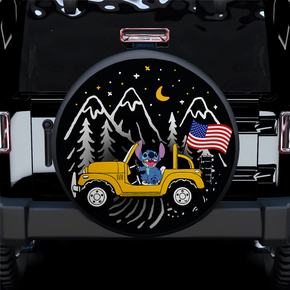 American Flag Jeep Spare Tire Covers for Campers - Starry Night Design