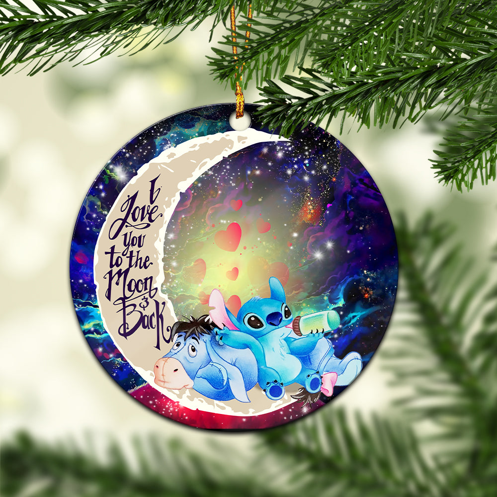 Stitch Eeyore Love You To The Moon Galaxy  Circle Ornament